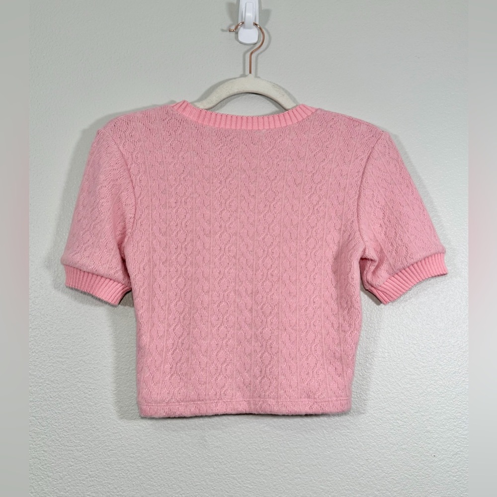 Zara Shirt Cropped Tee Very Soft Pink Knit Top Short Sleeve Chic Spring Women M - Picture 5 of 5